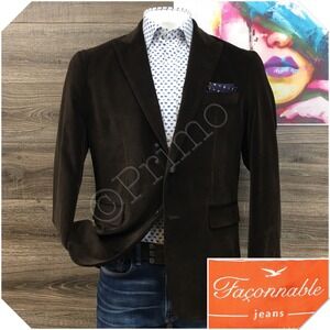 FACONNABLE Mens Velvet Blazer Sport Coat Casual Jacket Size L (42R) Cotton Suit